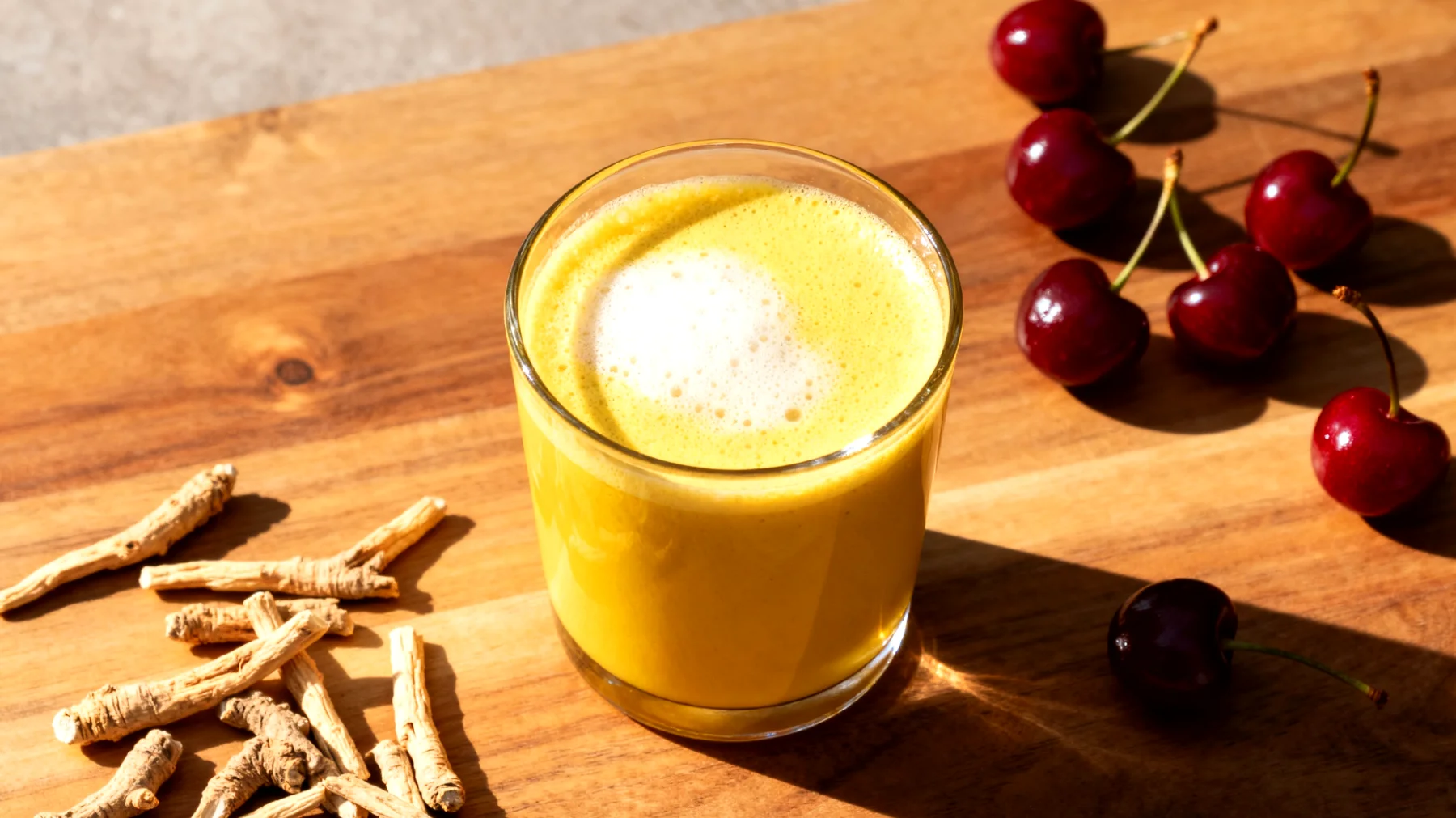 Goldene Milch mit Ashwagandha und Montmorency-Sauerkirschen"