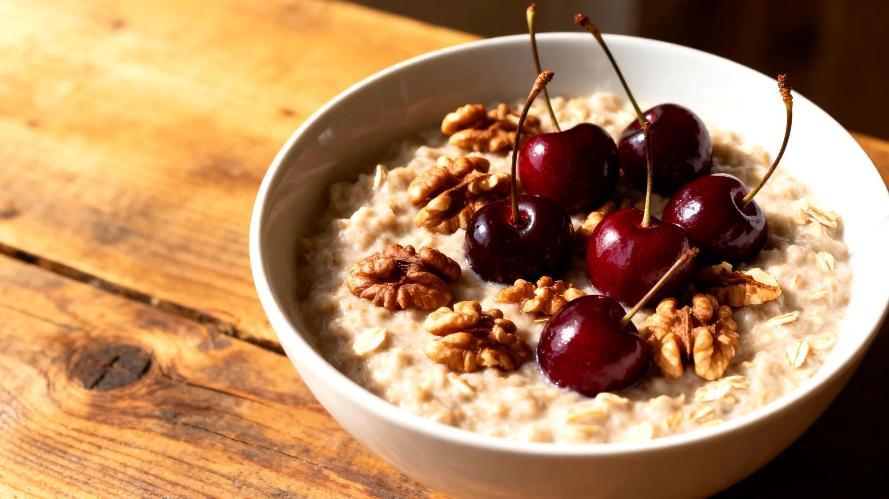 Hafer-Porridge mit Sauerkirschen und Walnüssen"