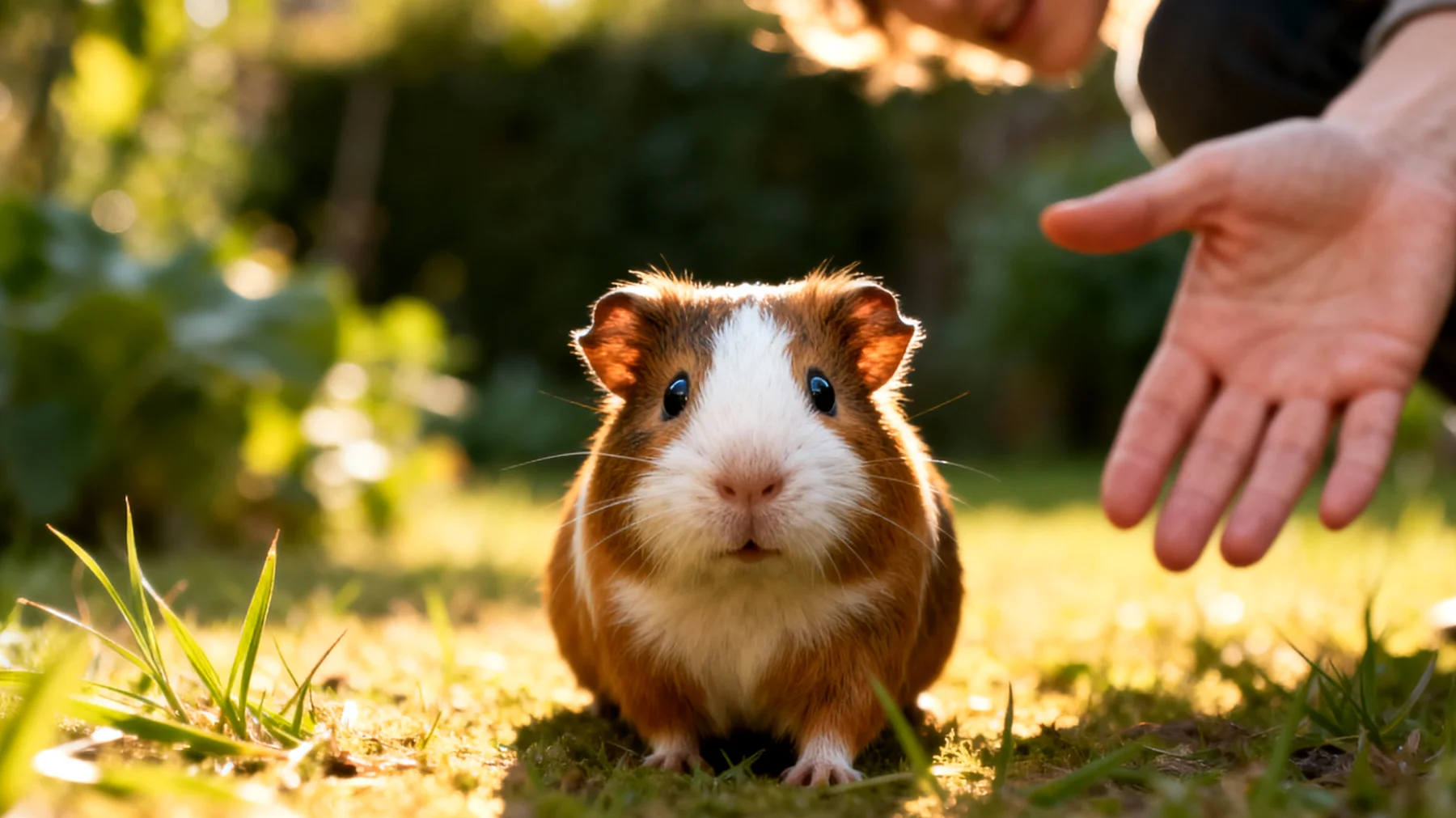 Meerschweinchen lassen sich schwer trainieren, da sie im Garten leicht abgelenkt werden und ihr natürlicher Fluchtinstinkt in der offenen Umgebung stärker ausgeprägt ist"
